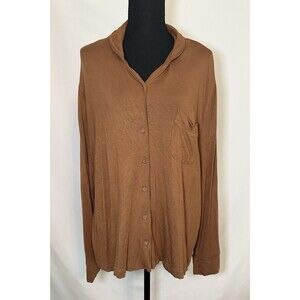 SKIMS Copper Soft Lounge Long Sleeve Pajama‎ Top Button Women's XL